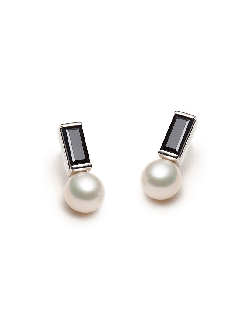Atelier LAF Silver Baguette and pearl earrings
