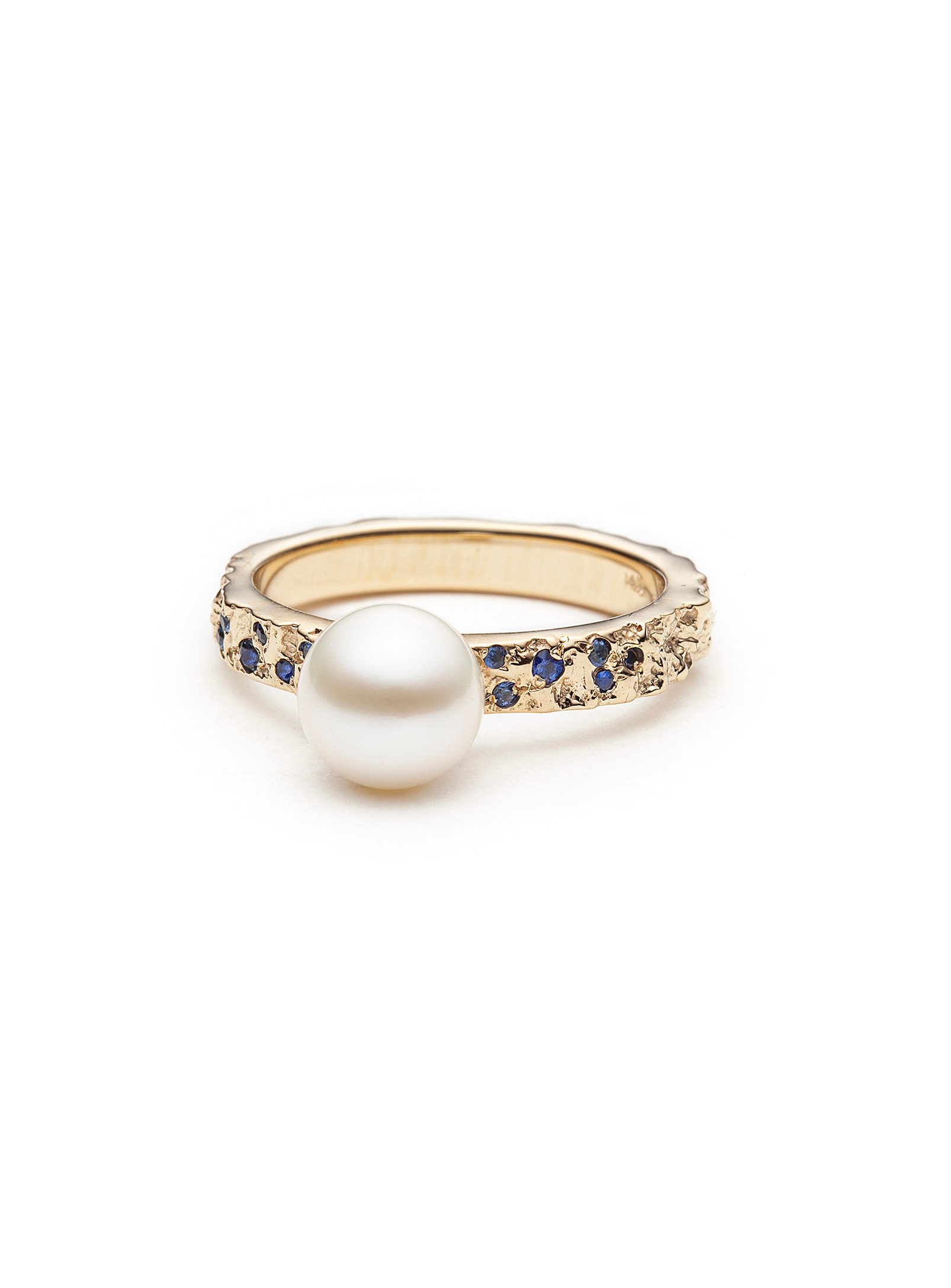 Atelier LAF - Sapphire and pearl mineral gold ring