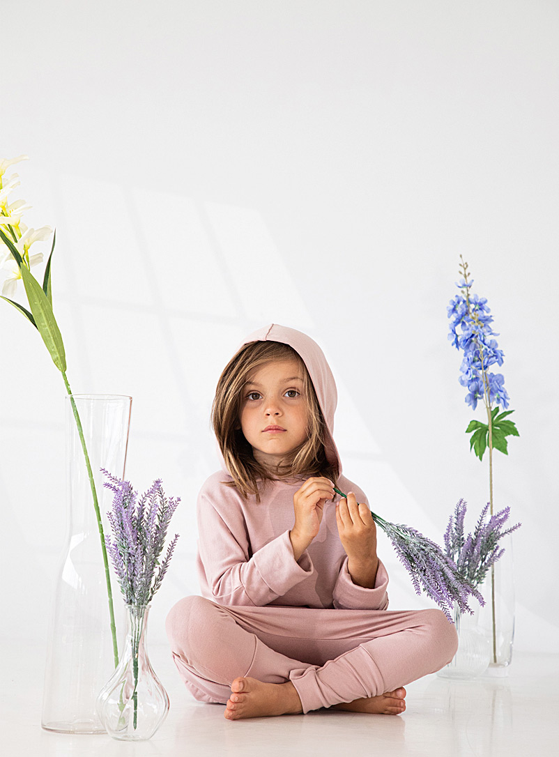 Trucs d'enfants Pink Bamboo and cotton grow-with-me hooded sweatshirt