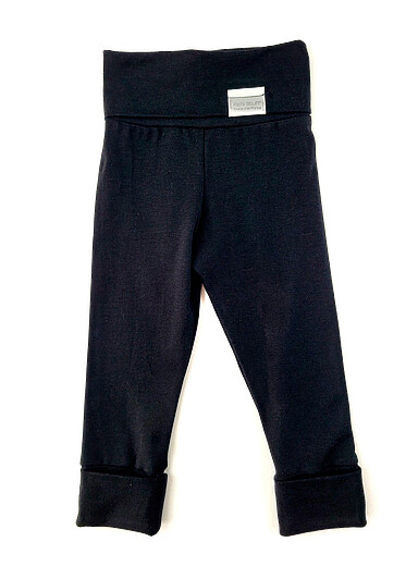 Black lyocell and organic cotton grow-with-me leggings Kids
