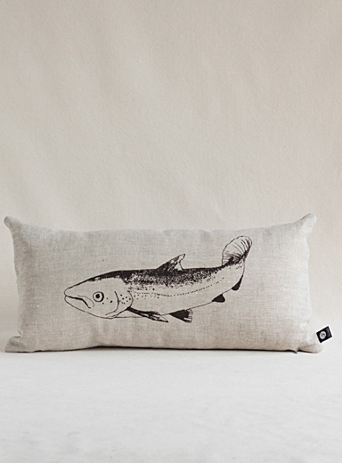 Le coussin en lin p&ecirc;che au saumon 25,5 x 51 cm