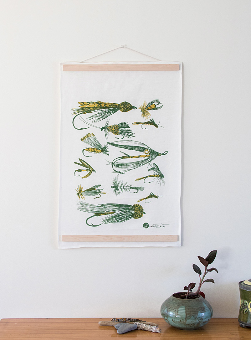 Fly fishing art print on linen 18 x 27 in