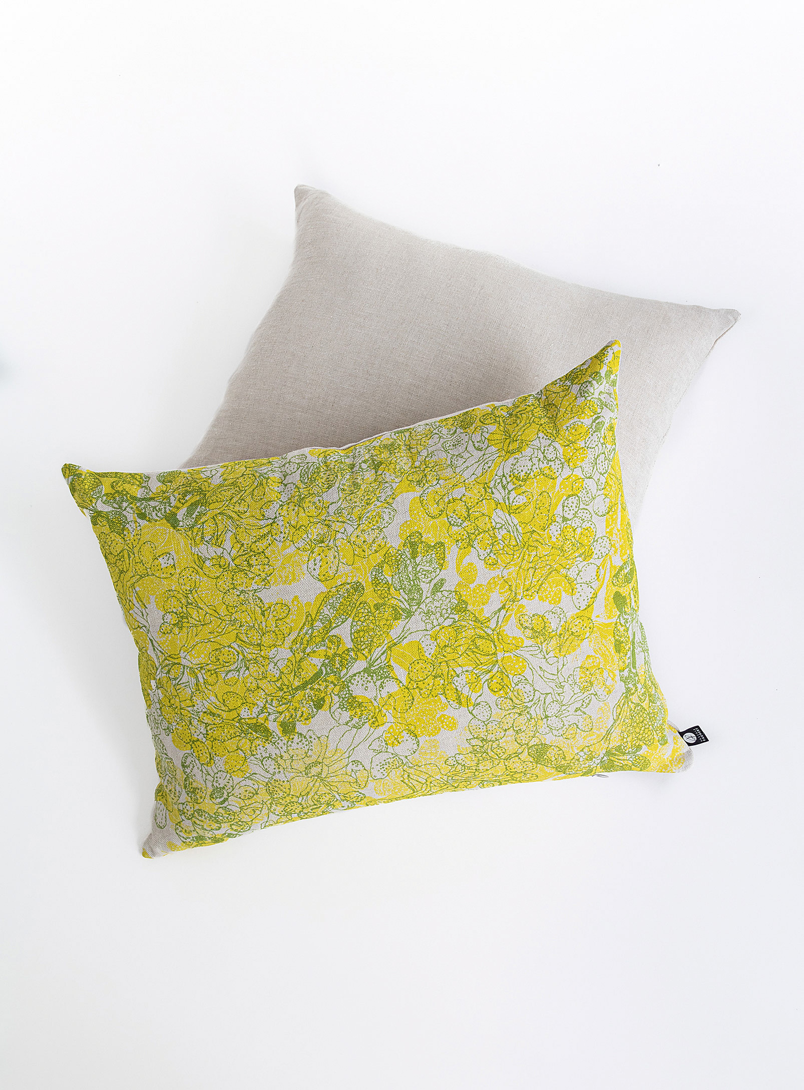 Pascale Faubert Créations Low Tide Linen Cushion 41 X 51 Cm In Lime Green