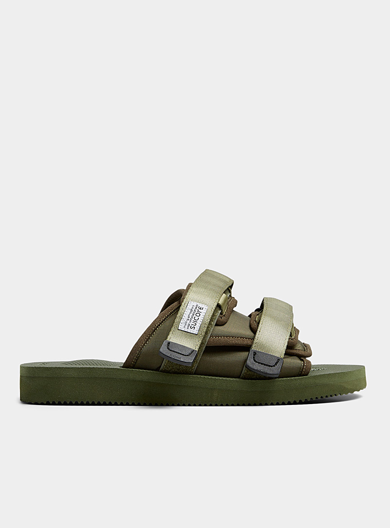 Suicoke: La sandale slide utilitaire MOTO-CAB Homme Vert foncé-mousse-olive pour homme