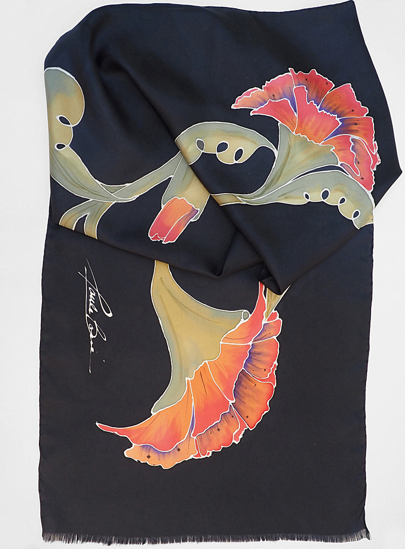 Les soies de Paule Bossé Assorted coral Feda pure silk scarf