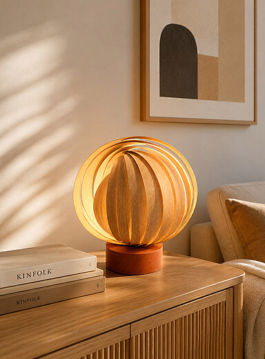 La lampe de table merisier blanc Alba