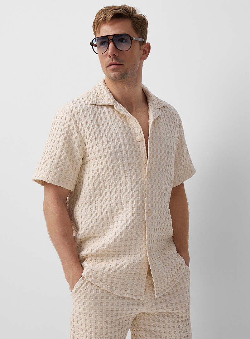 Oas Nude Maximized embossing waffle shirt for men