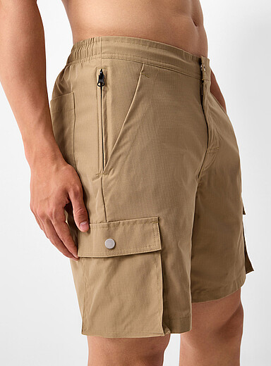 Oas: Le short de bain cargo ripstop Ivoire - Beige cr&egrave;me pour homme