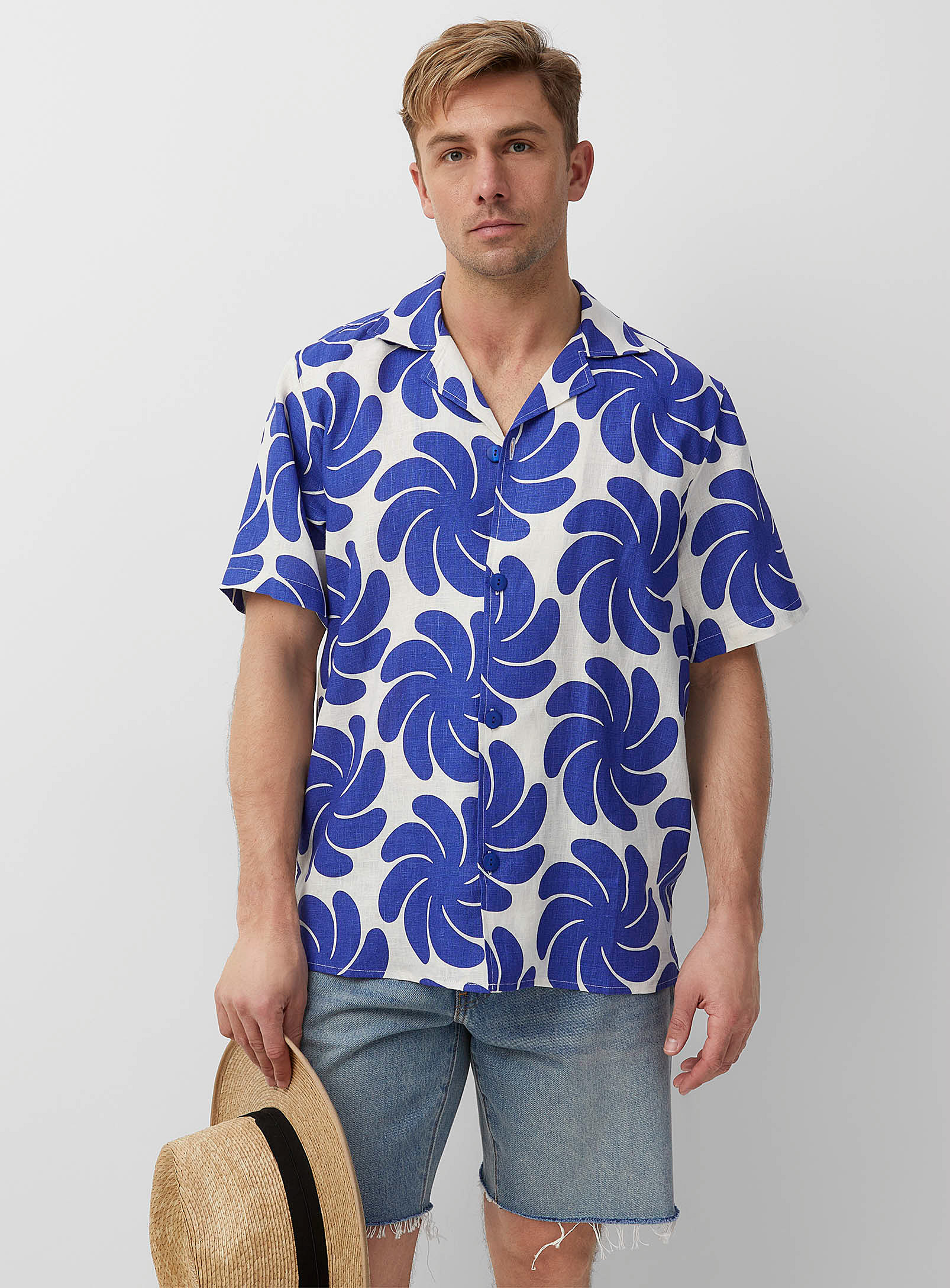 Shop Oas Seaside Camp Shirt In Blue