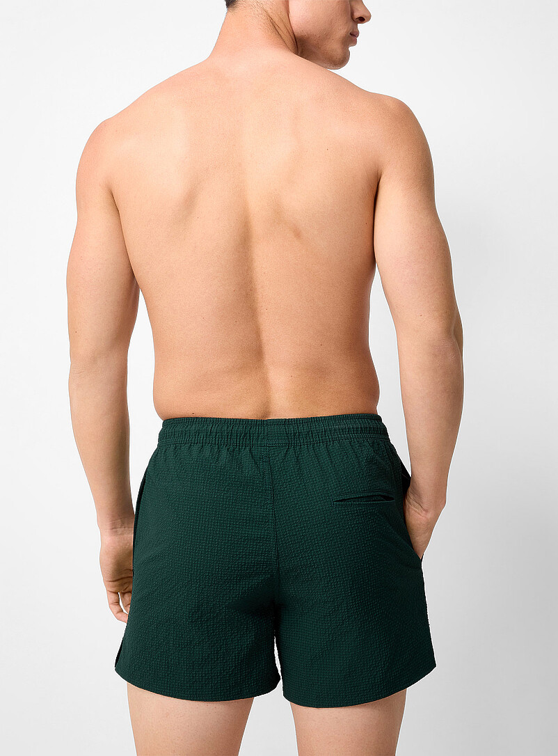 Bottle-green seersucker ripstop swim trunk product image 2
