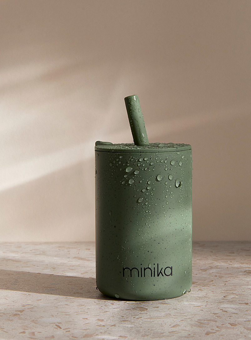 Minika Green Silicone straw glass for toddlers