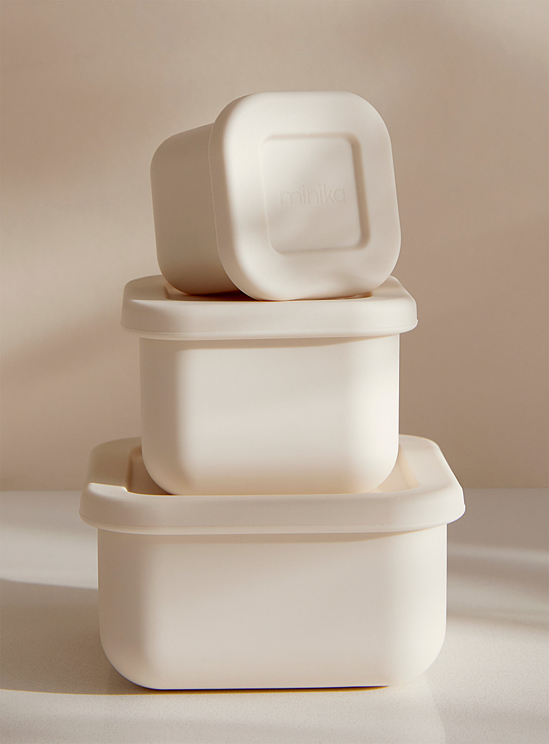 Minika: Les bols à collation en silicone Ensemble de 3 Blanc