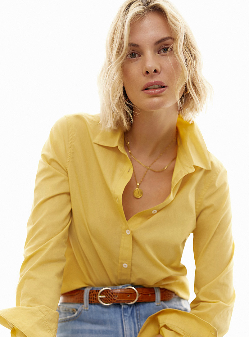 Contemporaine Medium Yellow Lightweight poplin shirt for women
