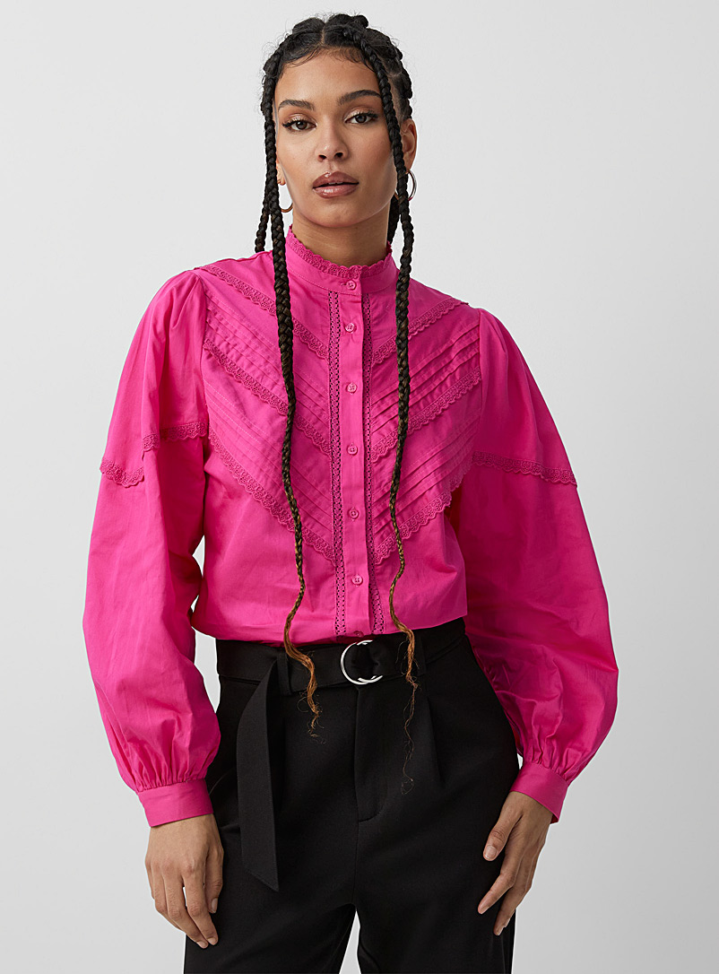 Icône Pink Oblique lace blouse for women