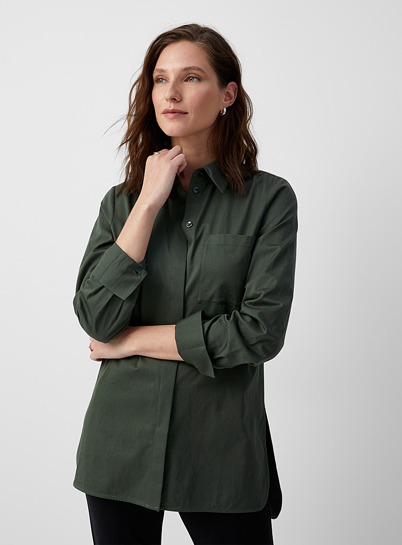 Contemporaine Green Patch pocket tunic shirt for women
