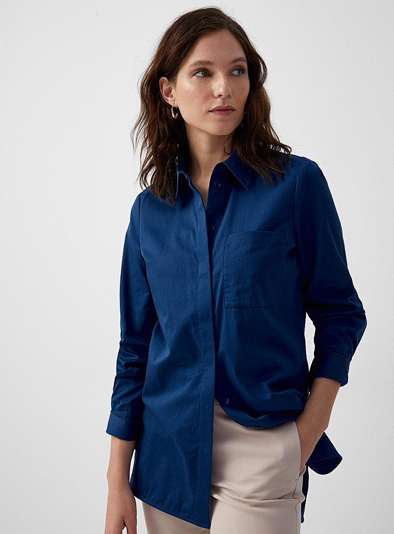 Contemporaine Dark Blue Patch pocket tunic shirt for women