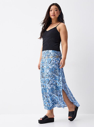 Twik Suns Side-slit textured crepe maxi skirt for women