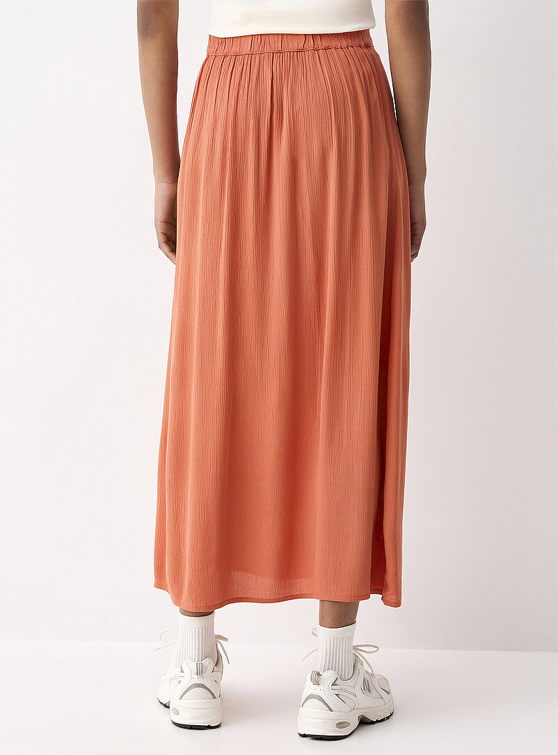 Twik: La jupe longue fendue cr&ecirc;pe textur&eacute; Soleils pour femme