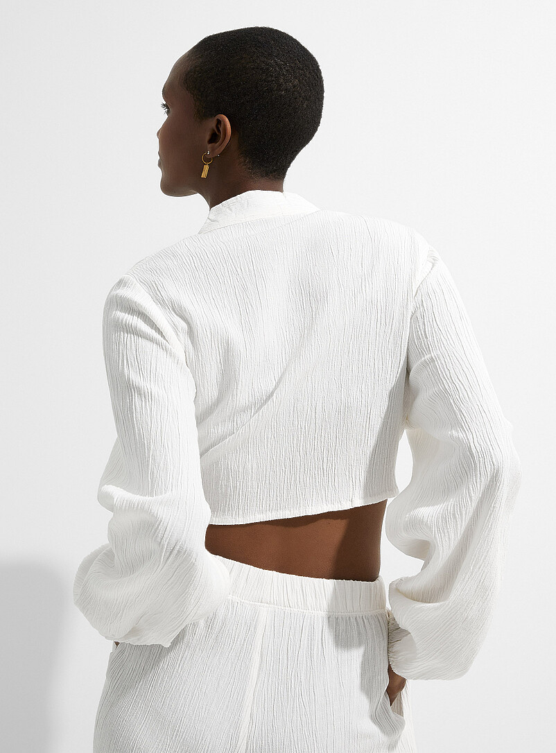 Simons Off White Puff-sleeve shrug for women