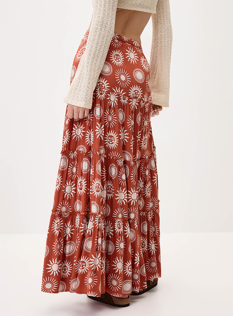 Twik White Crinkled ruffled-tier skirt for women
