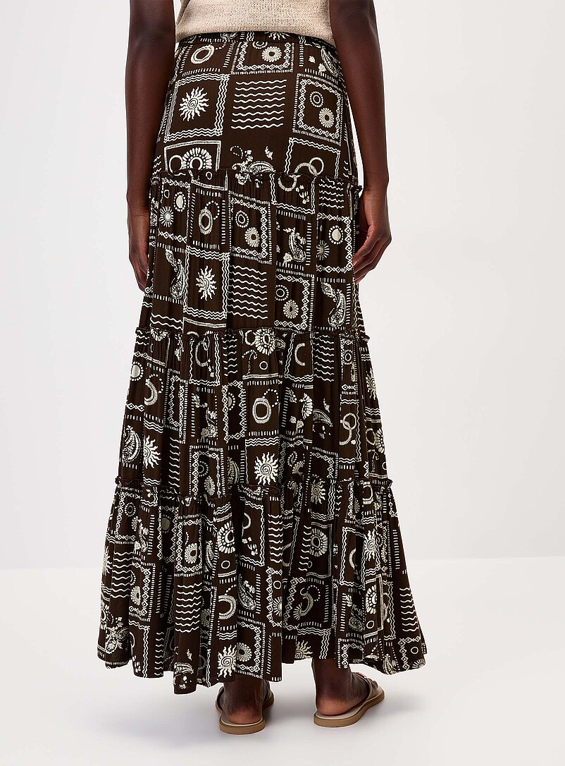Twik White Crinkled ruffled-tier skirt for women