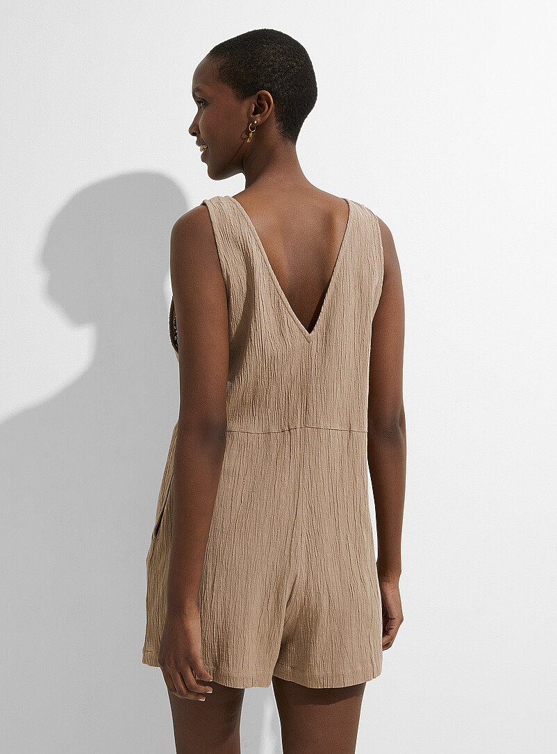 Simons Indigo/Dark Blue Cotton and linen romper for women