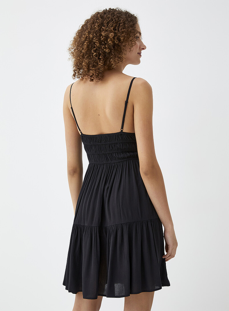 Twik Black Ruching and ruffles dress for women