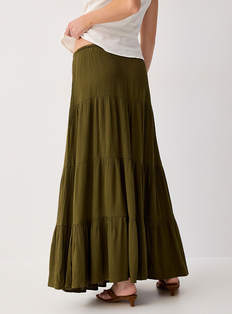 Crinkled tiered maxi skirt | Icône | Women's Maxi Skirts & Long