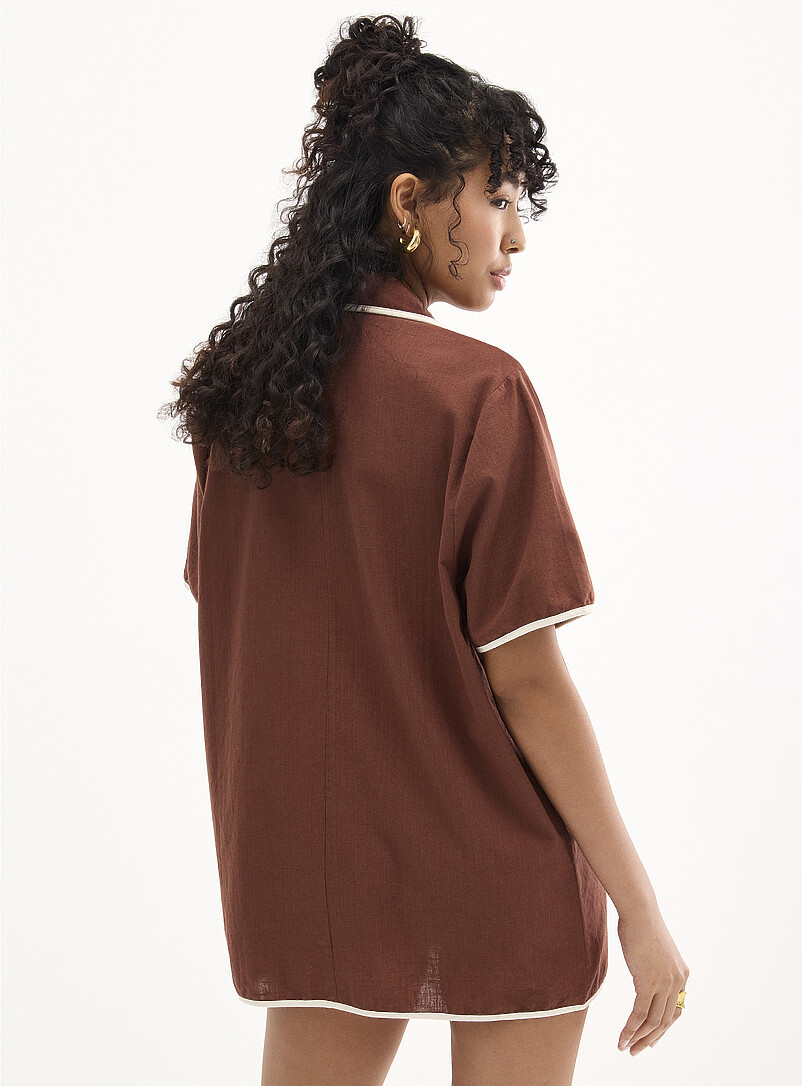 Simons: La chemise coton &agrave; boucles Brun pour femme
