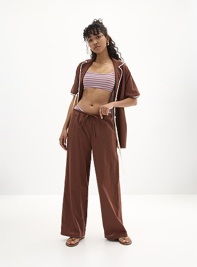 Le pantalon coton fine taille &eacute;lastique