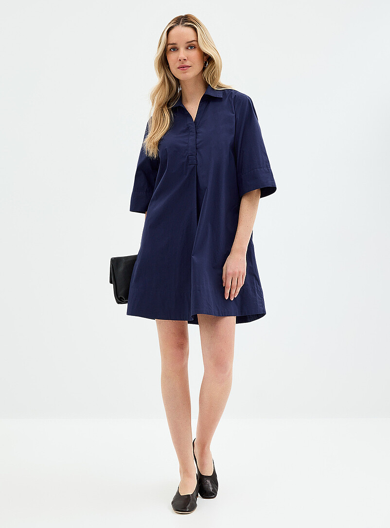Contemporaine: La robe popeline col Johnny Vert fonc&eacute; - Mousse pour femme