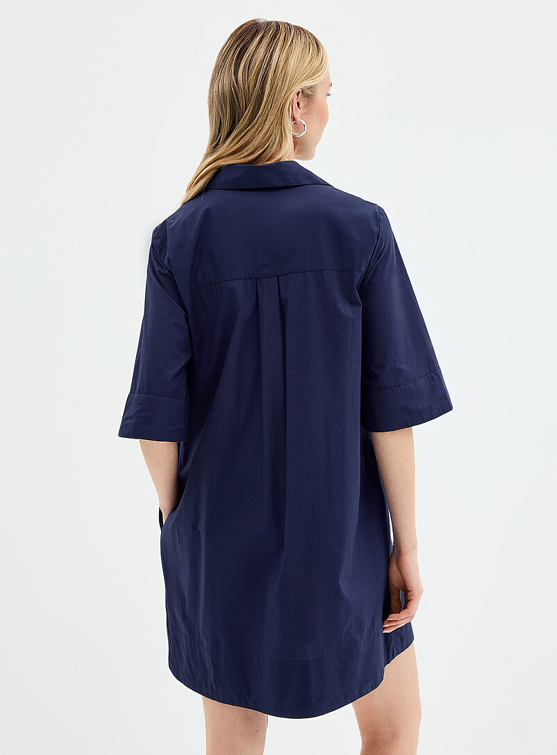 Contemporaine: La robe popeline col Johnny Vert fonc&eacute; - Mousse pour femme
