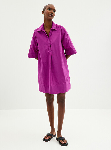 Contemporaine: La robe popeline col Johnny Mauve pour femme