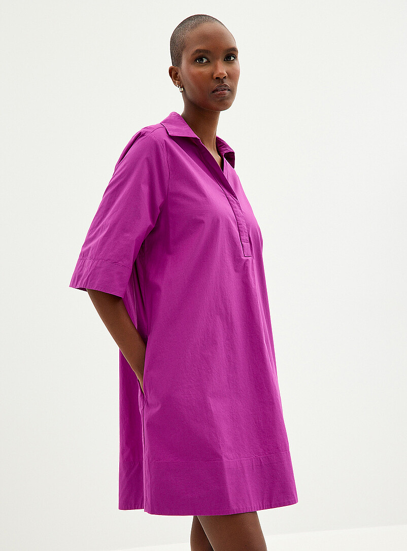 Contemporaine: La robe popeline col Johnny Vert fonc&eacute; - Mousse pour femme