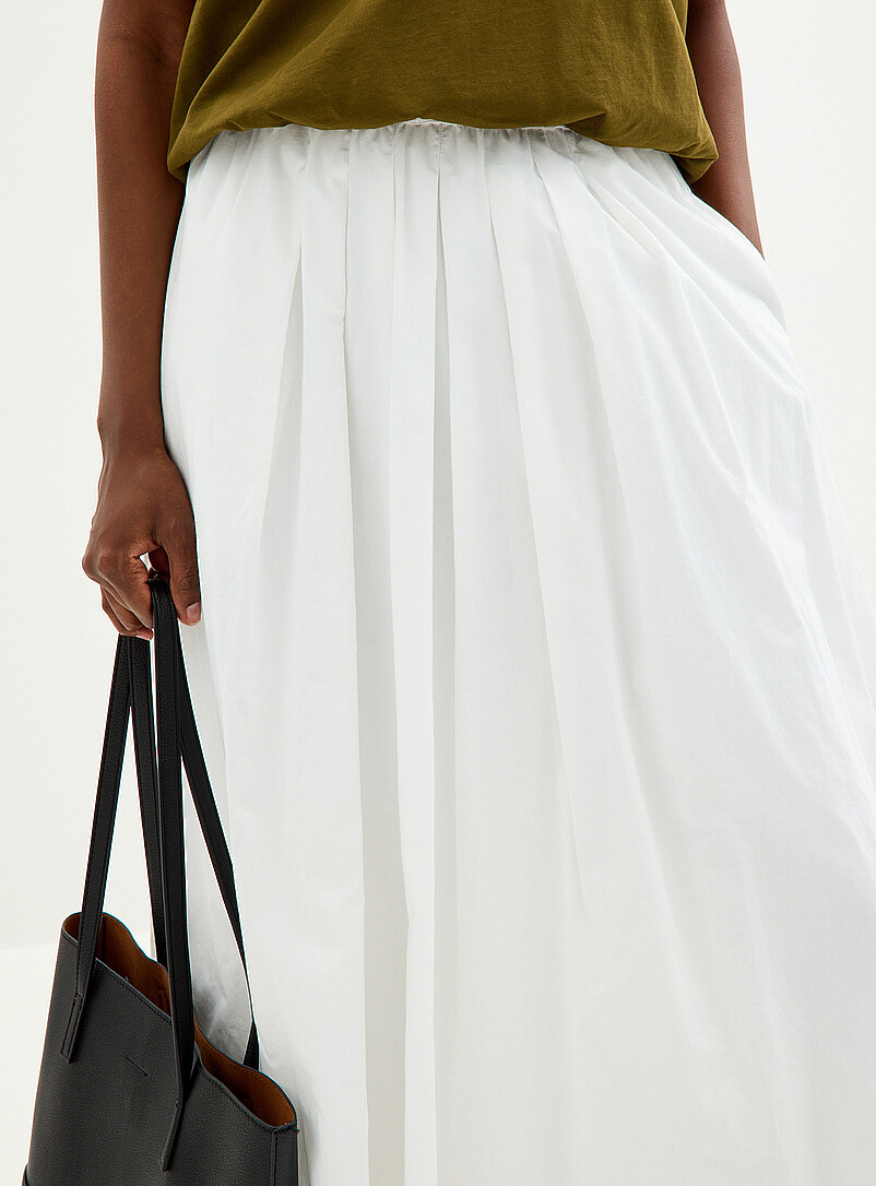 Contemporaine White Pleated-waist poplin maxi skirt for women