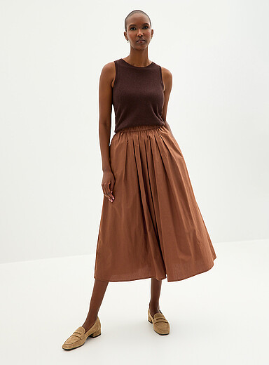 La jupe maxi popeline taille pliss&eacute;e