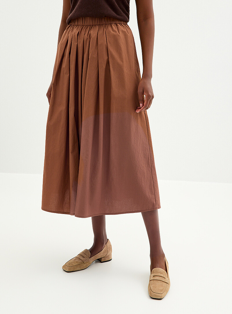 Contemporaine White Pleated-waist poplin maxi skirt for women