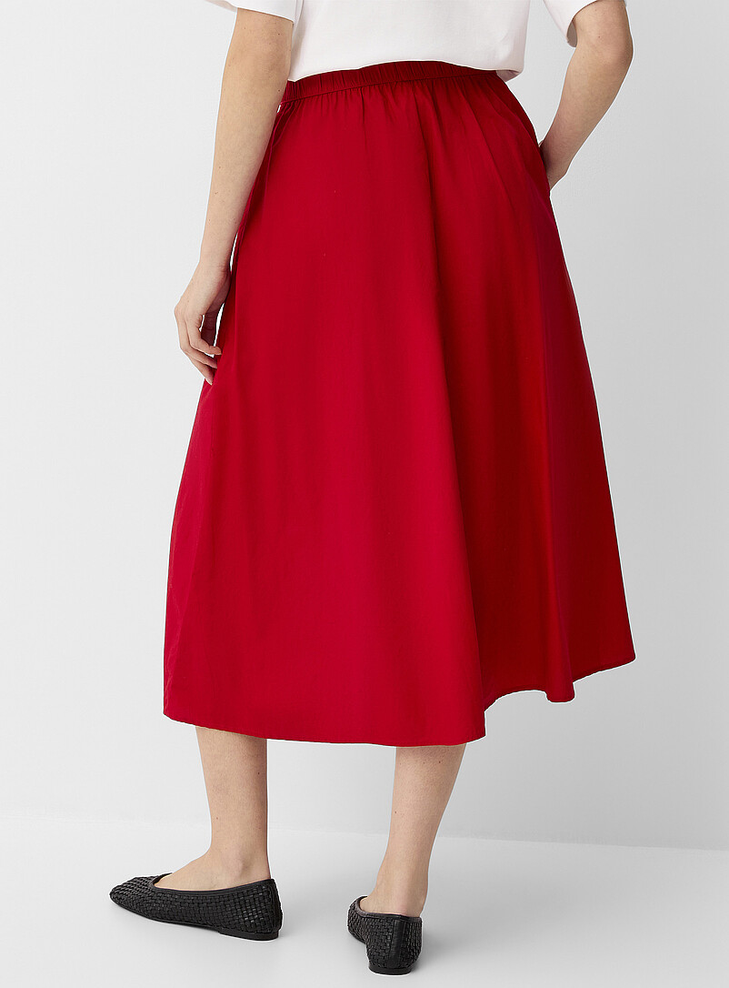 Contemporaine White Pleated-waist poplin maxi skirt for women