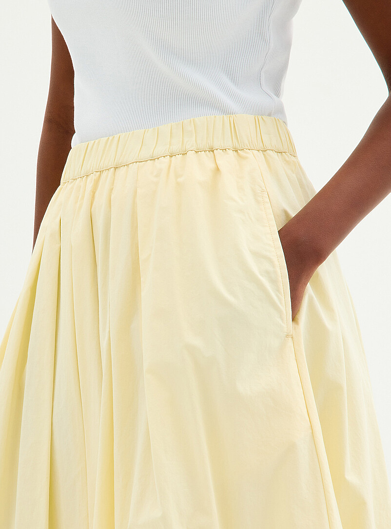 Contemporaine White Pleated-waist poplin maxi skirt for women