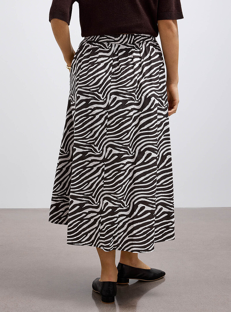 Contemporaine Patterned Crimson Patterned poplin flared skirt for women