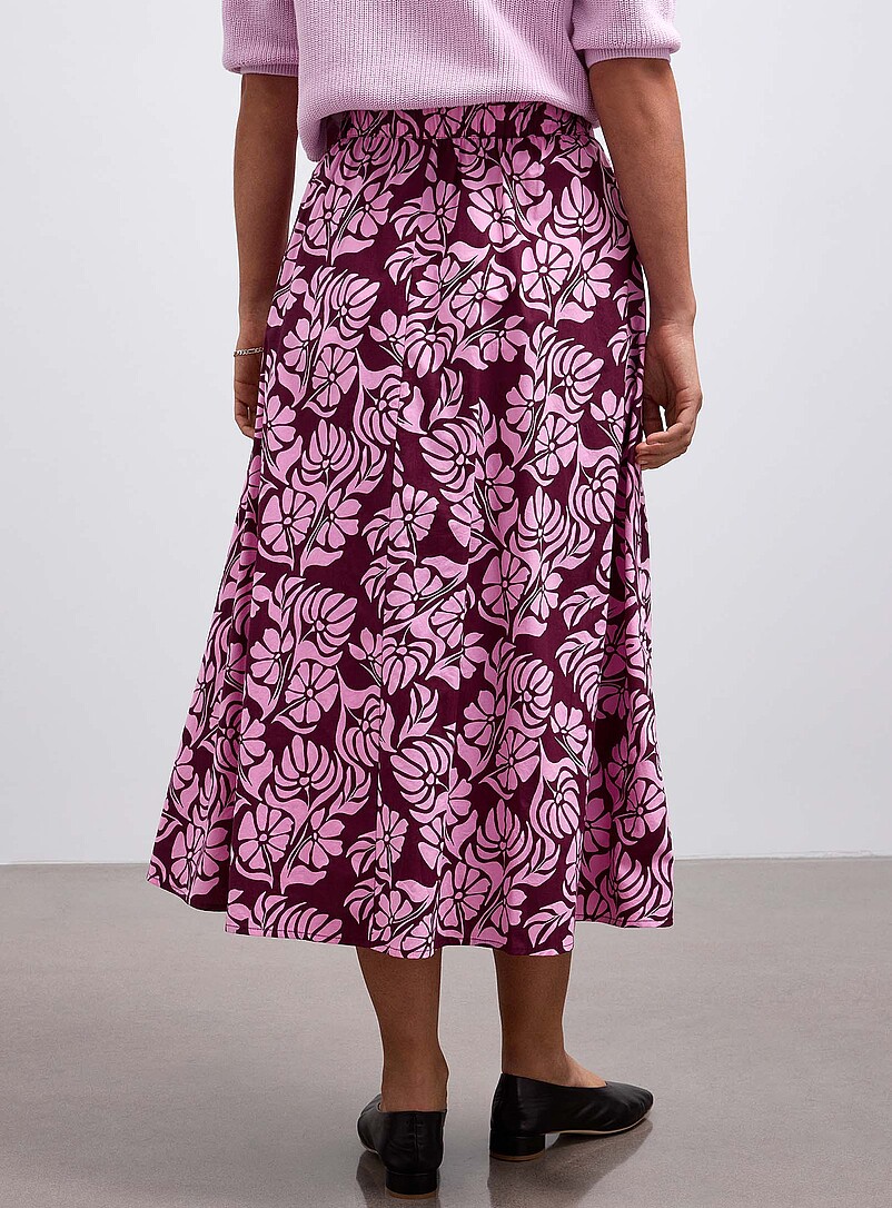Contemporaine Patterned Crimson Patterned poplin flared skirt for women