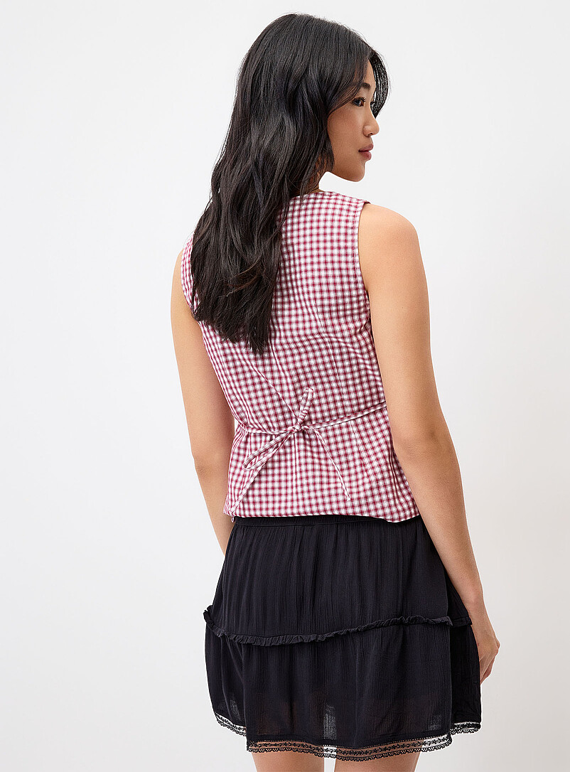 Twik White Lace-hem crinkled skort for women