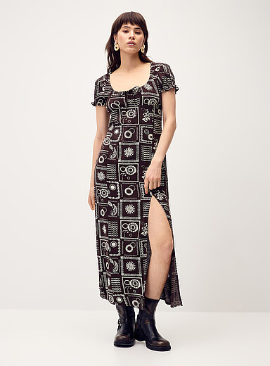 Crinkled-finish maxi dress