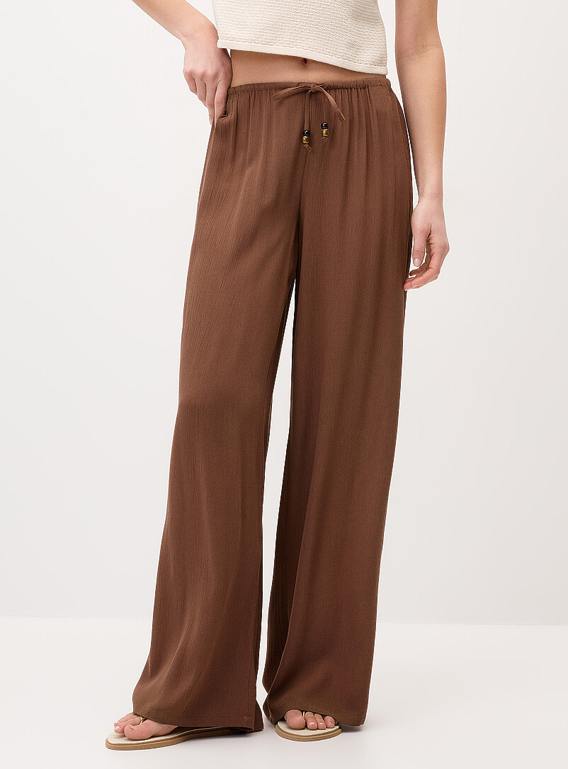 Twik Citrus/Bright Orange Crinkled elastic-waist wide-leg pant for women