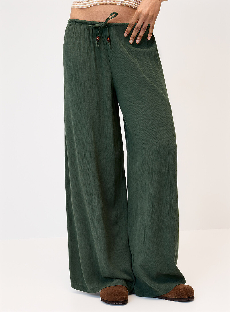 Twik Citrus/Bright Orange Crinkled elastic-waist wide-leg pant for women