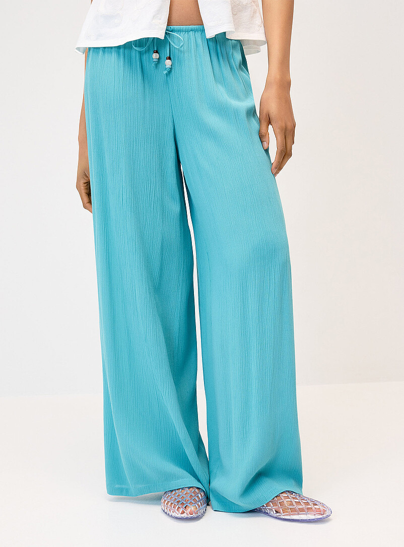 Twik: Le pantalon large froiss&eacute; taille &eacute;lastique Orange vif - Citrus pour femme