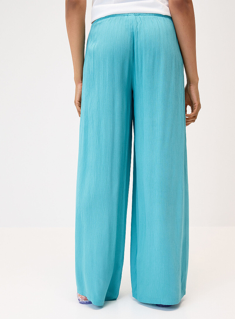Twik Citrus/Bright Orange Crinkled elastic-waist wide-leg pant for women