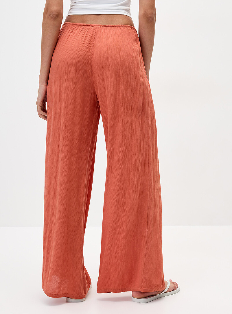 Twik: Le pantalon large froiss&eacute; taille &eacute;lastique Orange vif - Citrus pour femme