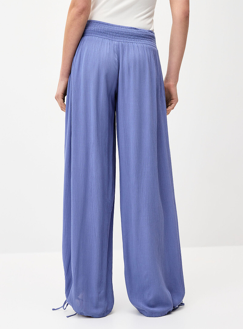 Twik Black Smocked-waist crinkled-finish pant for women