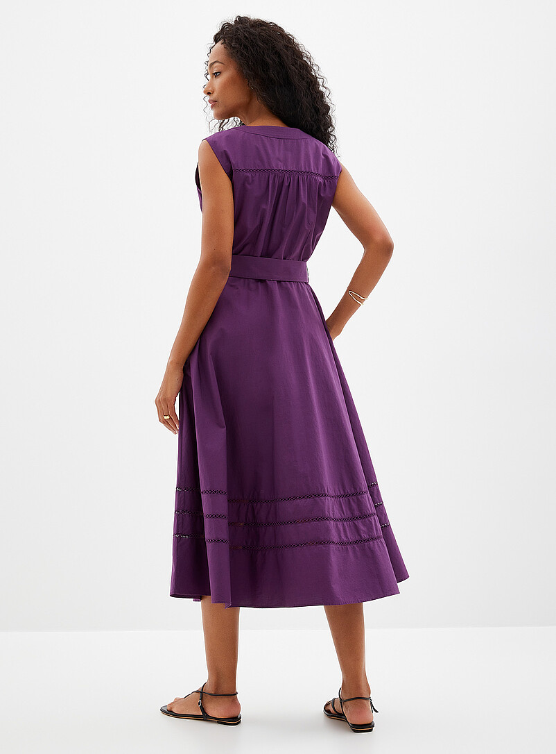 Contemporaine: La robe popeline rubans crochet&eacute;s Raisin - Pourpre fonc&eacute; pour femme